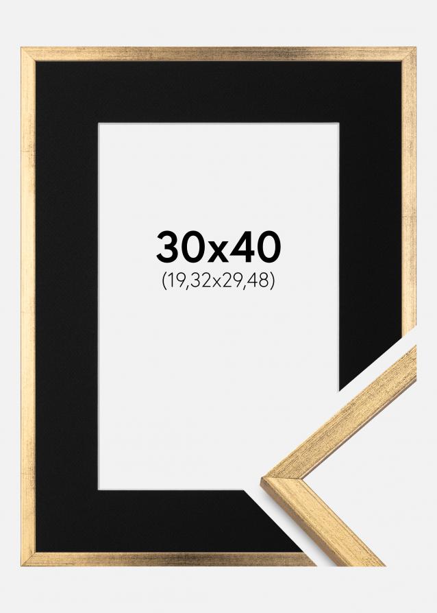 Ram med passepartou Frame Galant Gold 30x40 cm - Picture Mount Black 8x12 inches