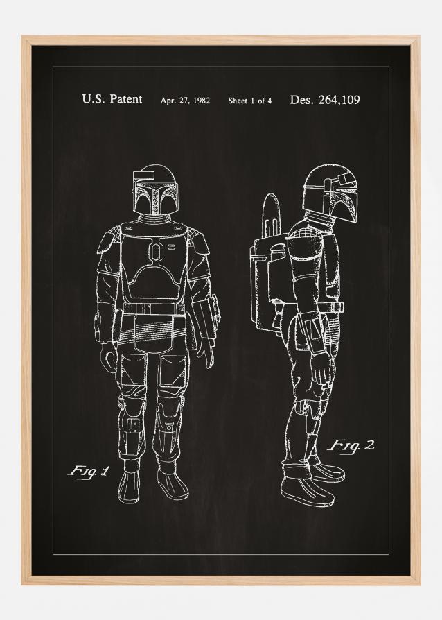 Bildverkstad Patent drawing - Star Wars - Boba Fett - Black Poster