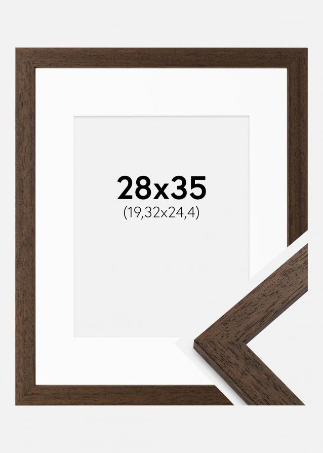 Ram med passepartou Frame Brown Wood 28x35 cm - Picture Mount White 8x10 inches