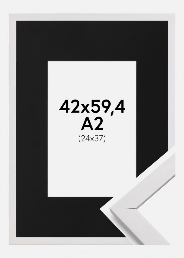 Ram med passepartou Frame Stilren White 42x59.4 cm (A2) - Picture Mount Black 25x38 cm
