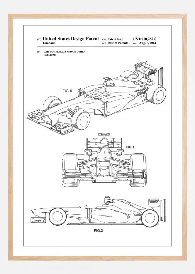 Bildverkstad Patent Print - Formula 1 Racing Car - White Poster