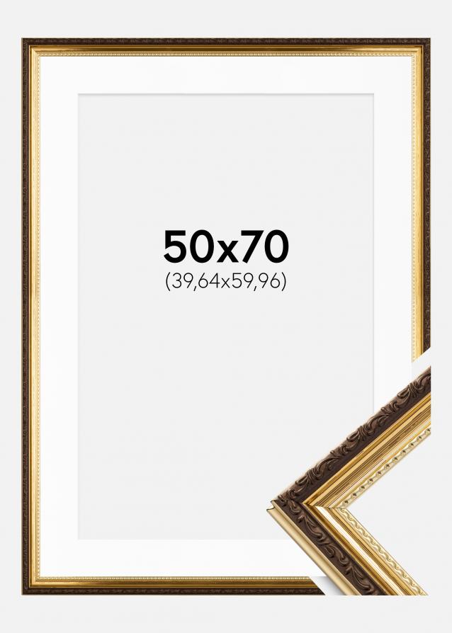 Ram med passepartou Frame Abisko Gold 50x70 cm - Picture Mount White 16x24 inches