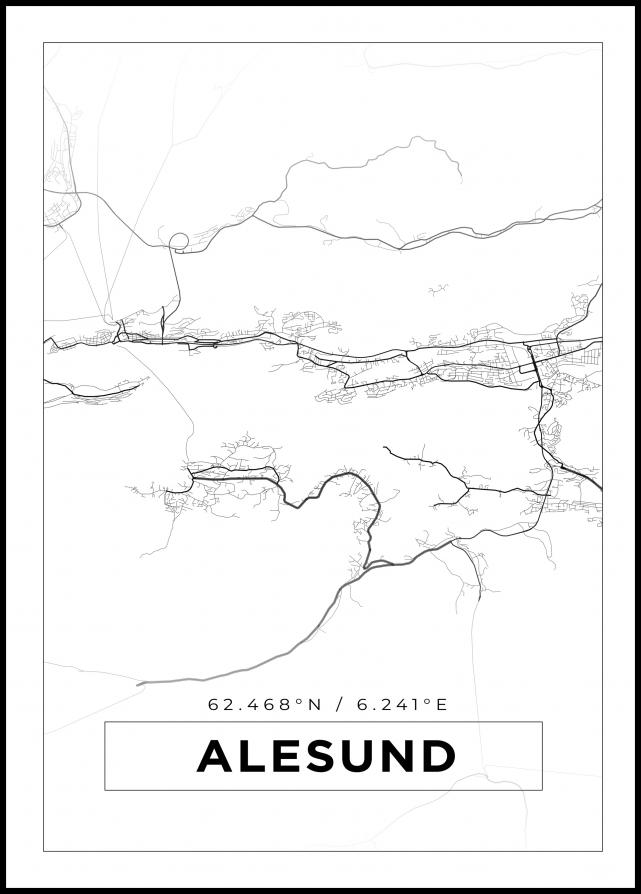 Bildverkstad Map - Alesund - White Poster