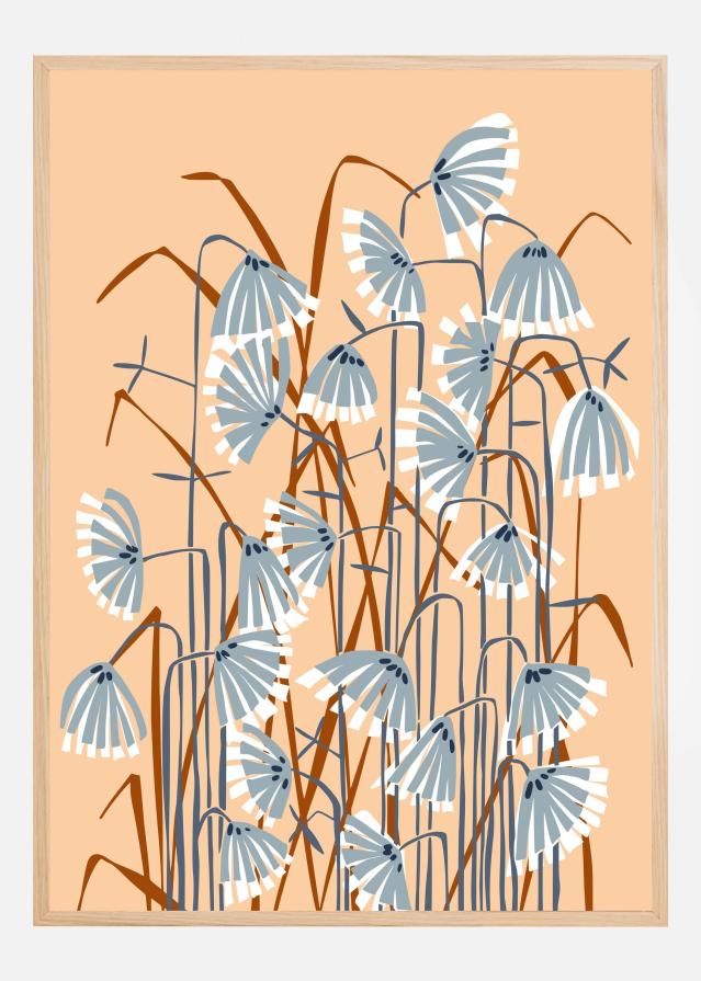 Bildverkstad Linocut flower meadow peach fuzz Poster