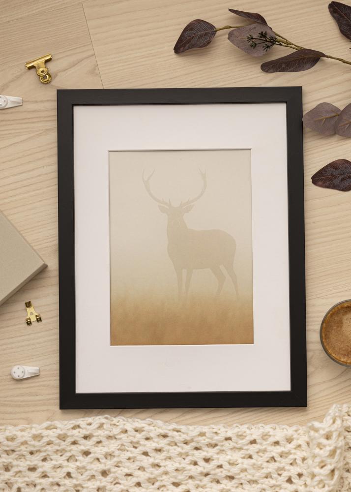 Ram med passepartou Frame Black Wood 45x90 cm - Passepartout White 23x70 cm