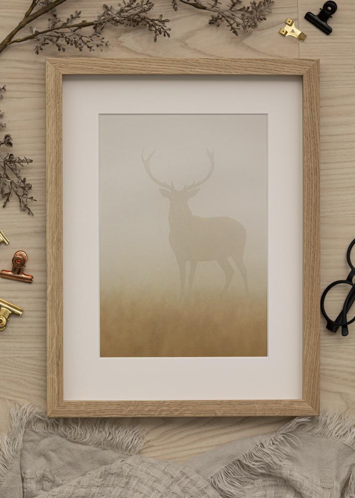 Ram med passepartou Frame Oak Wood 35x90 cm - Mounts White 25x80 cm