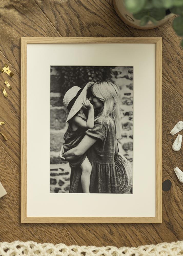 Ram med passepartou Frame Edsbyn Oak 45x55 cm - Mat White 35x46 cm