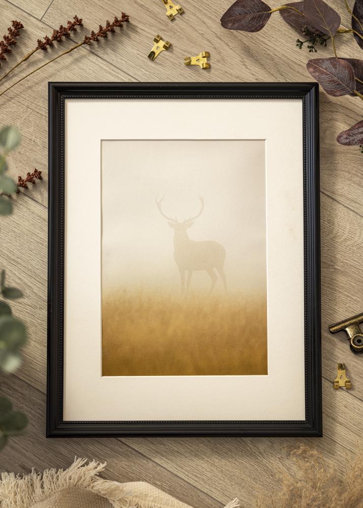 Ram med passepartou Frame Gala Black 40x50 cm - Mounts White 12x15 inches