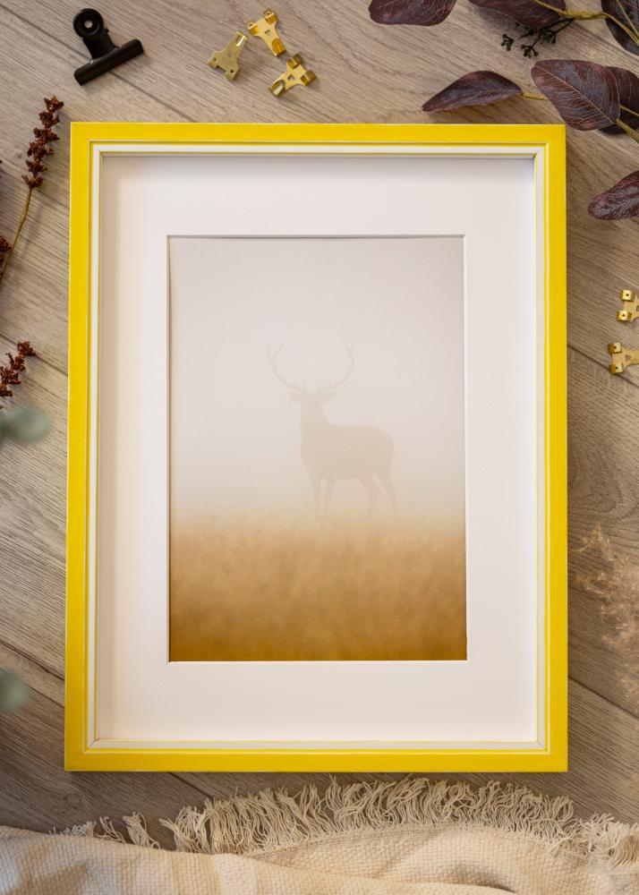 Ram med passepartou Frame Diana Yellow 40x50 cm - Mat White 29.7x42 cm (A3)