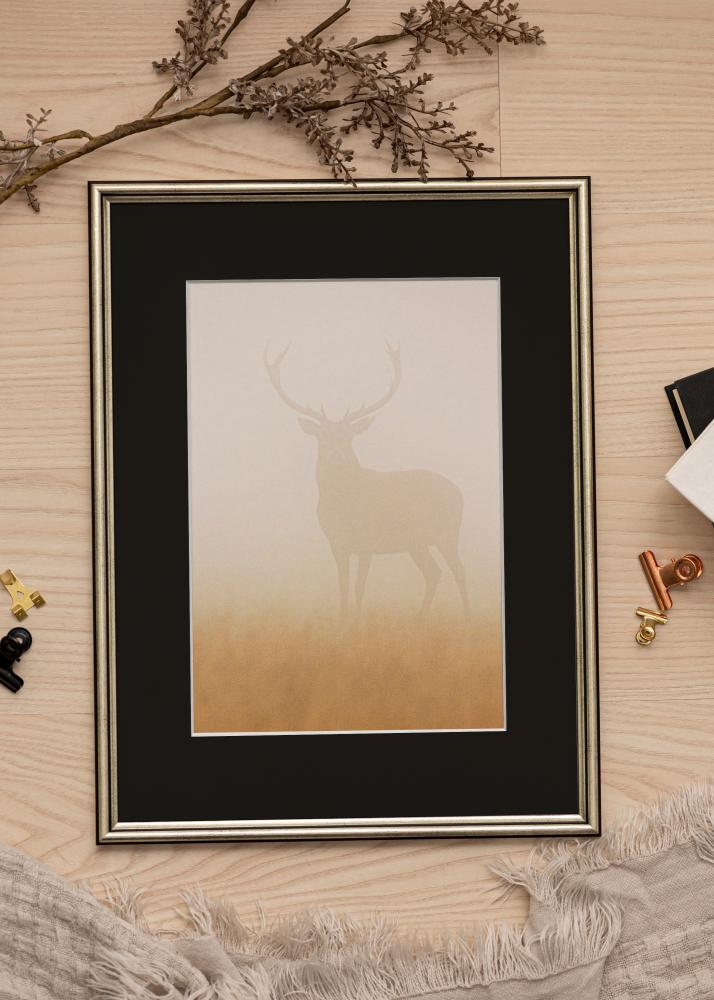 Ram med passepartou Frame Horndal Silver 60x60 cm - Picture Mount Black 50x50 cm