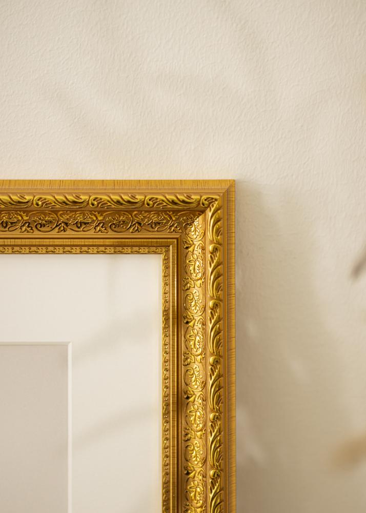 Ram med passepartou Frame Ornate Gold 30x40 cm - Mat White 20x30 cm