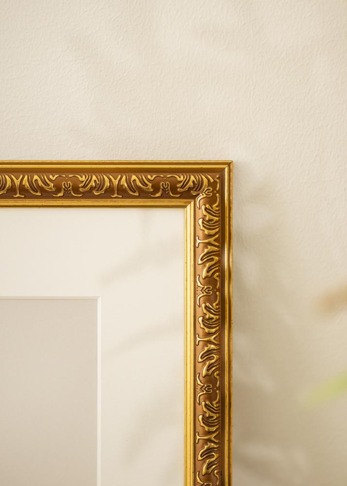 Ram med passepartou Frame Swirl Gold 50x70 cm - Passepartout White 40x60 cm