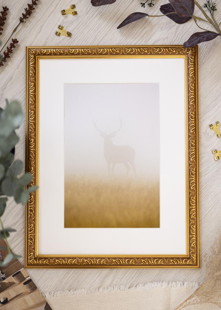 Ram med passepartou Frame Swirl Gold 50x70 cm - Passepartout White 40x60 cm