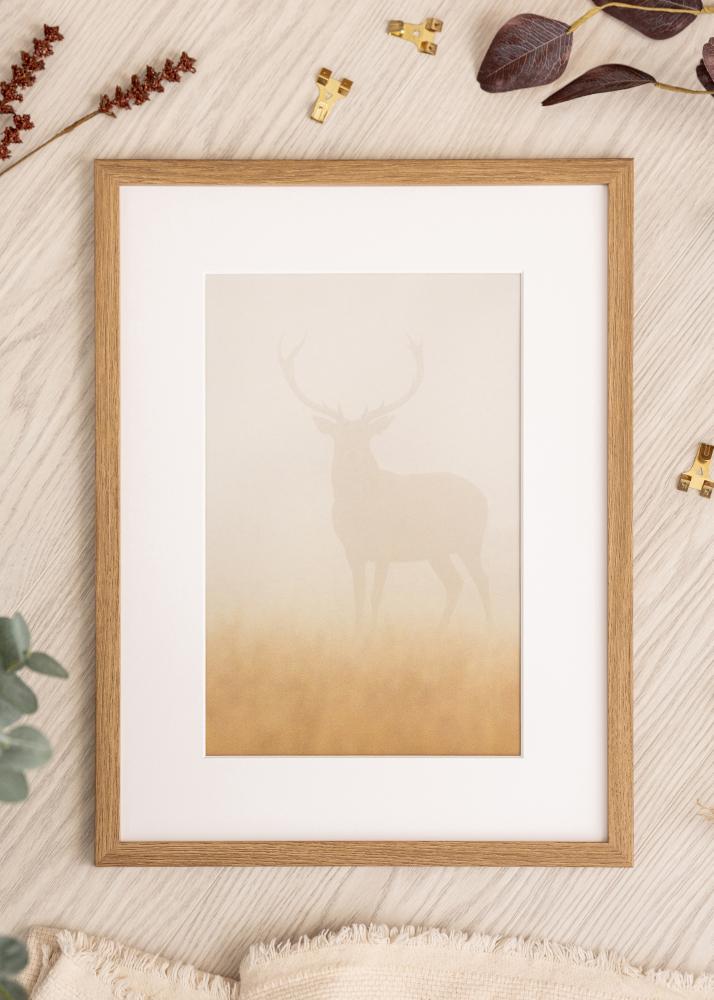 Ram med passepartou Frame Modern Teak 30x40 cm - Mat White 21x29.7 cm (A4)