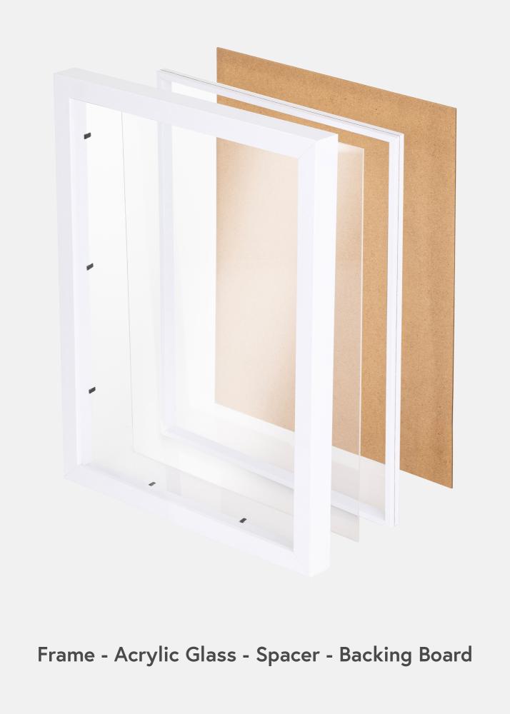 Ram med passepartou BGA Box Frame White 50x70 cm - Mat White 40x60 cm