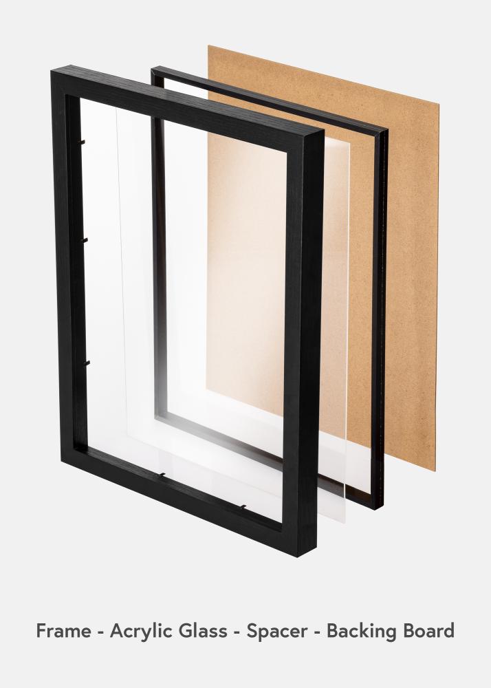 Ram med passepartou BGA Box Frame Black 40x50 cm - Mounts White 30x40 cm