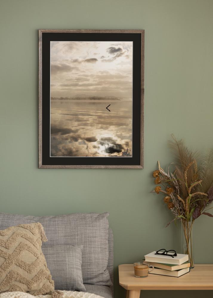 Ram med passepartou Frame Fiorito Walnut 50x60 cm - Picture Mount Black 37x46 cm