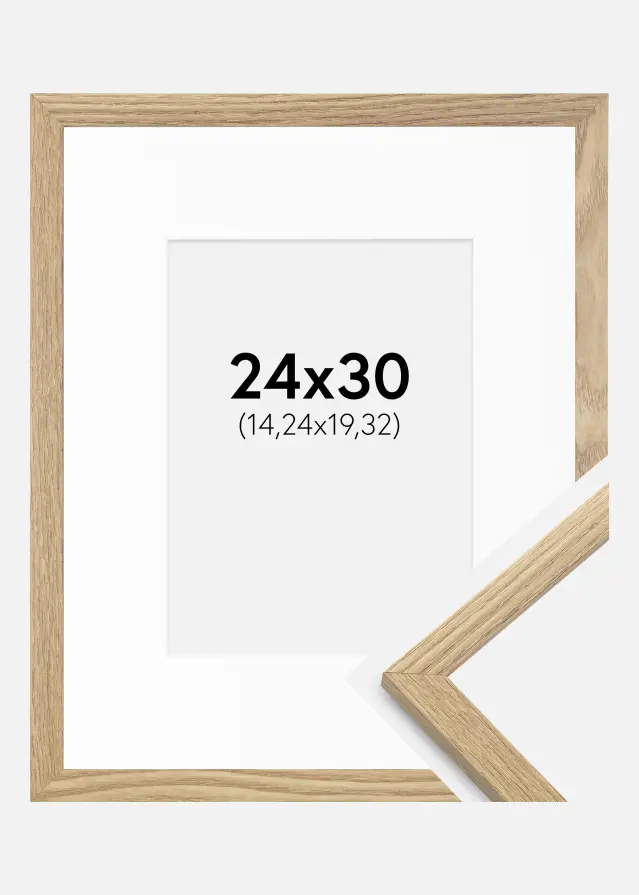 Ram med passepartou Frame Trendy Oak 24x30 cm - Picture Mount White 6x8 inches