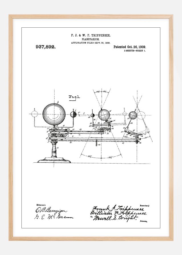 Bildverkstad Patent drawing - Planetarium - White Poster