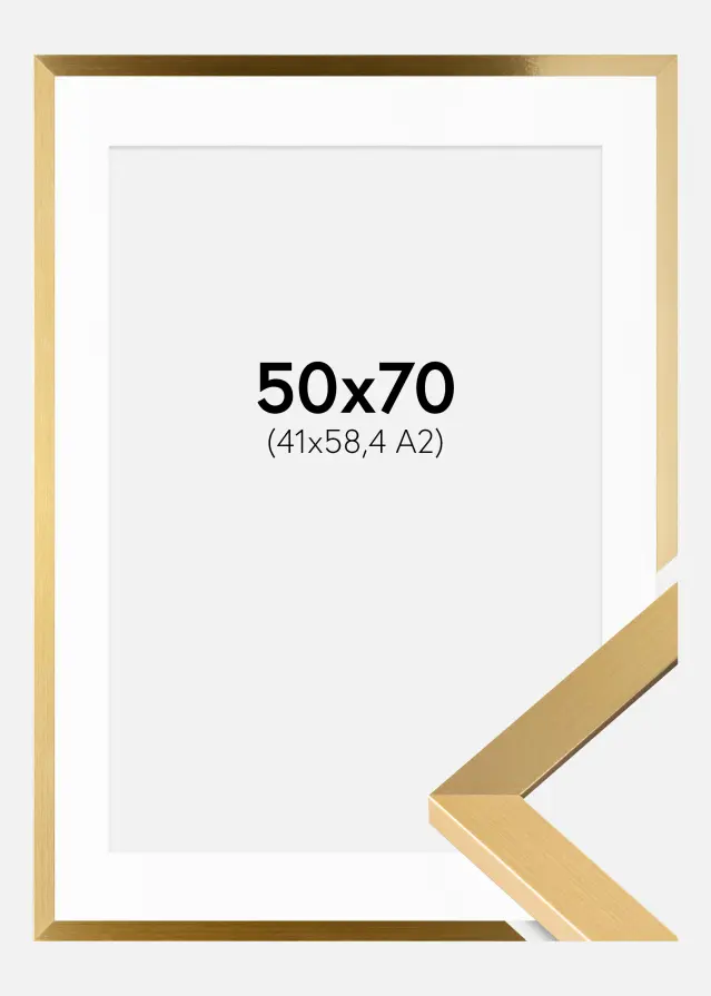 Ram med passepartou Frame Selection Gold 50x70 cm - Picture Mount White 42x59.4 cm (A2)