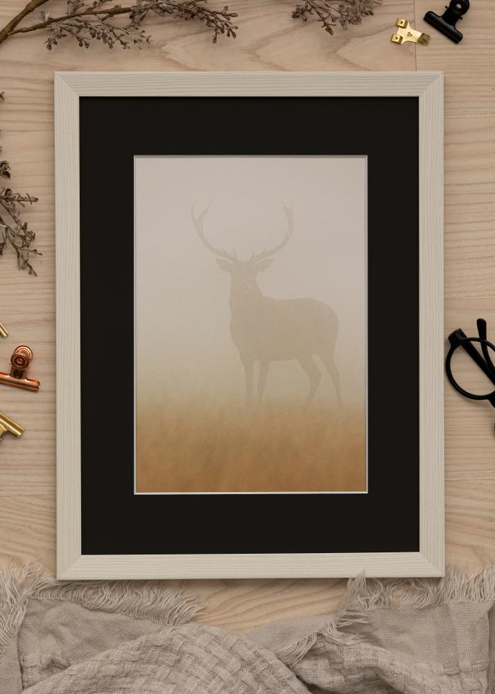 Ram med passepartou Frame Fiorito White 50x60 cm - Picture Mount Black 15x20 inches