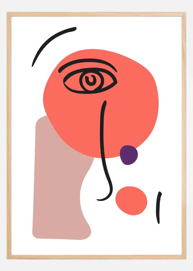 Bildverkstad Abstract Face - Red I Poster