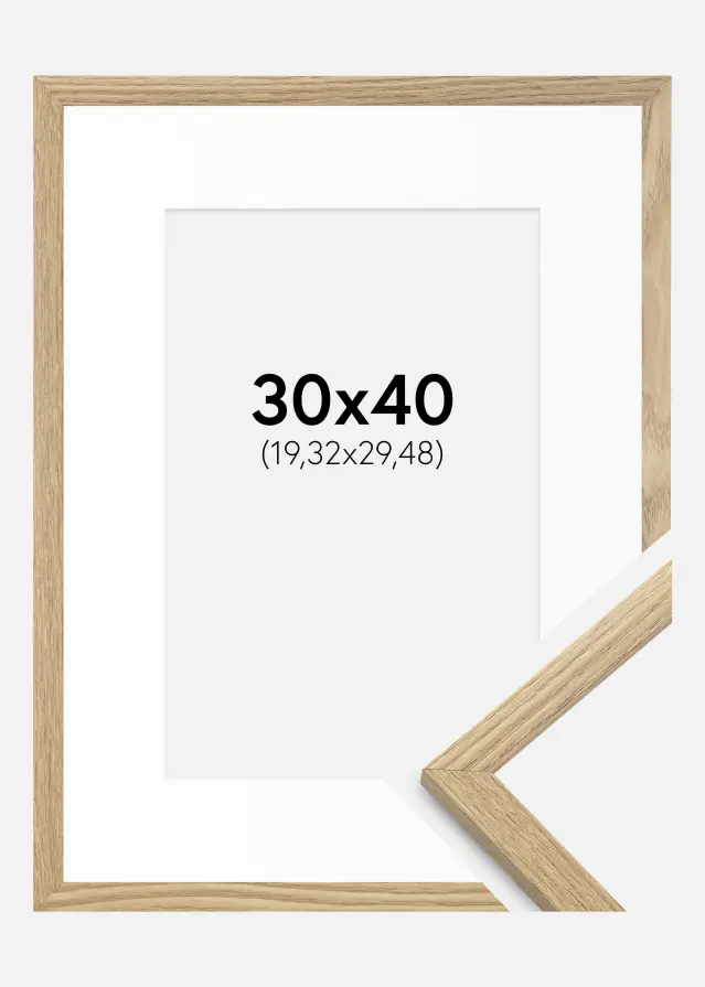 Ram med passepartou Frame Trendy Oak 30x40 cm - Picture Mount White 8x12 inches