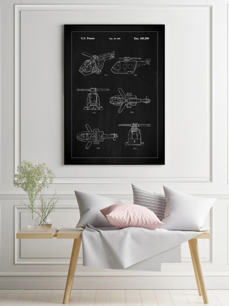 Bildverkstad Patent Print - Lego Helicopter - Black Poster