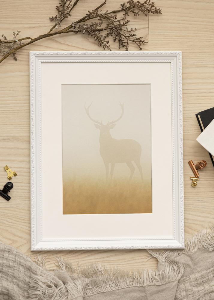 Ram med passepartou Frame Abisko White 50x70 cm - Picture Mount White 16x24 inches