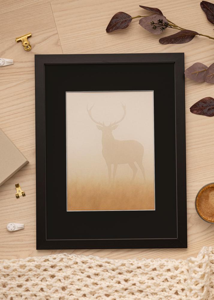 Ram med passepartou Frame Black Wood 20x30 cm - Picture Mount Black 15x22 cm