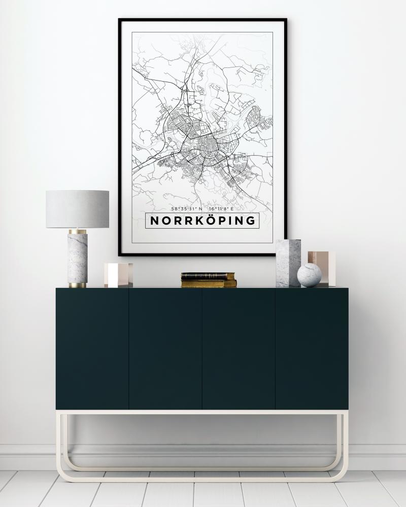 Bildverkstad Map - Norrköping - White Poster