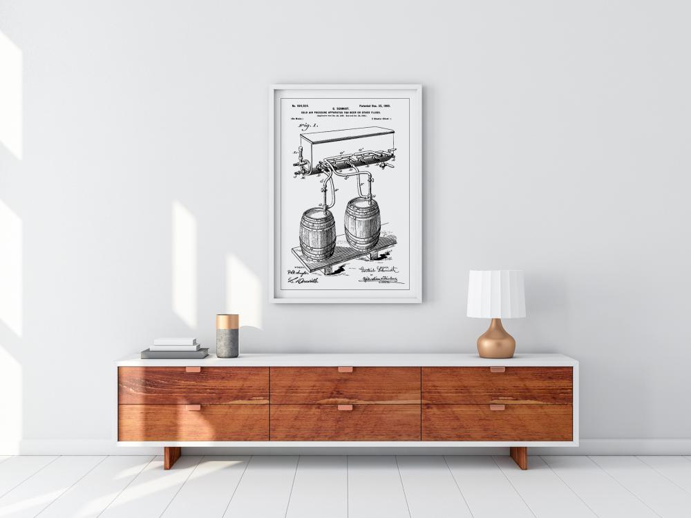 Bildverkstad Patent Print - Beer Kegs - White Poster