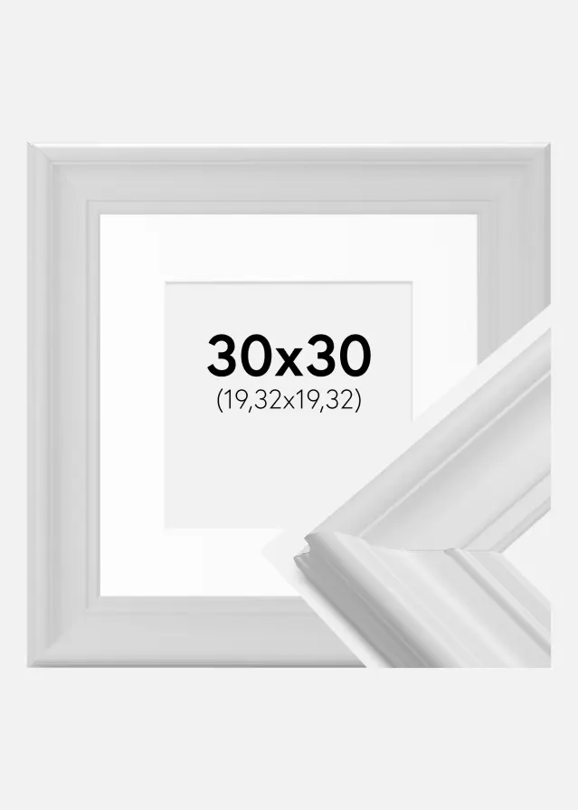 Ram med passepartou Frame Mora Premium White 30x30 cm - Picture Mount White 8x8 inches