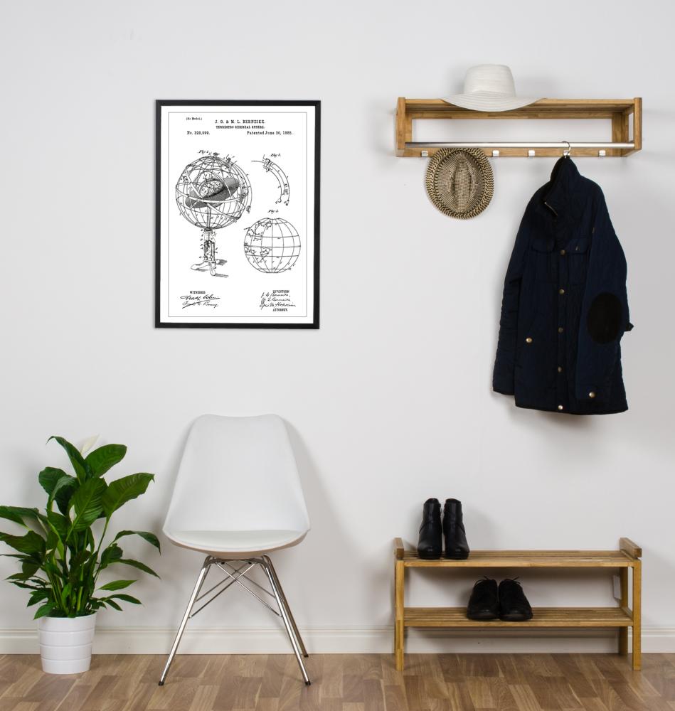 Bildverkstad Patent drawing - Astronomical globe - White Poster