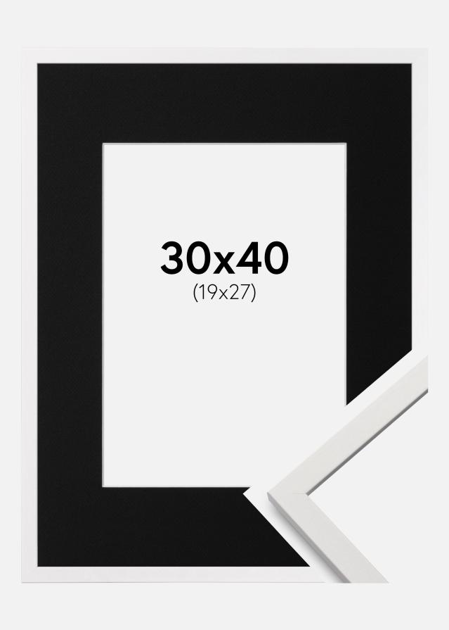 Ram med passepartou Frame Edsbyn White 30x40 cm - Picture Mount Black 20x28 cm