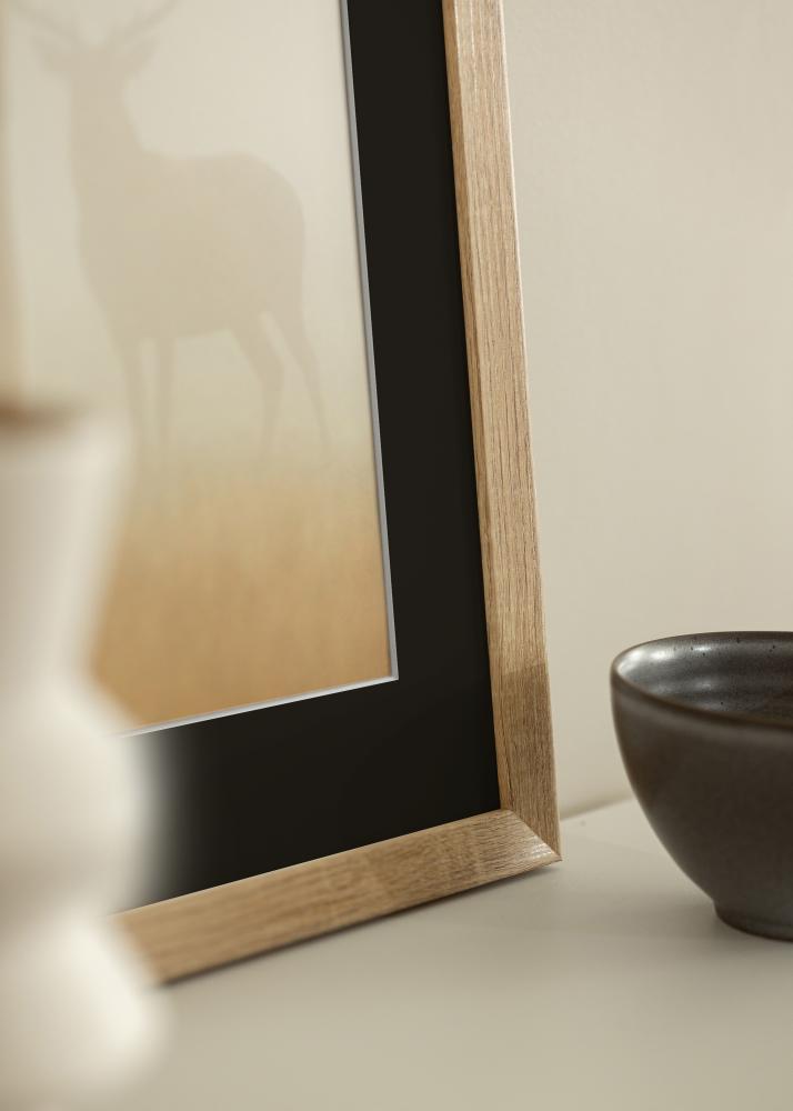 Ram med passepartou Frame Fiorito Light Oak 50x60 cm - Picture Mount Black 37x46 cm