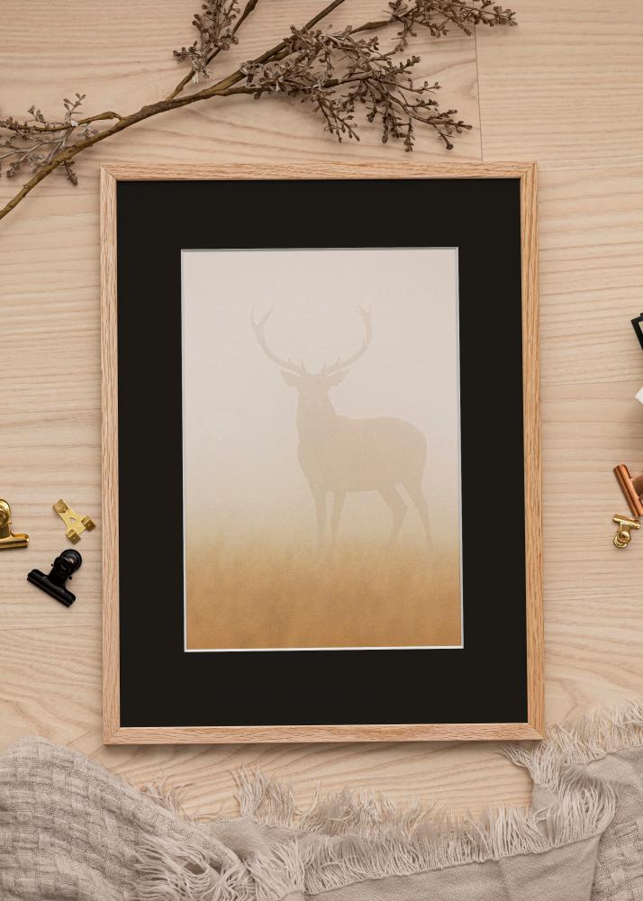 Ram med passepartou Frame Oslo Oak 60x80 cm - Picture Mount Black 50x60 cm