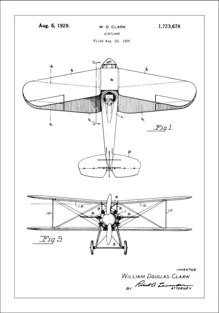 Bildverkstad Patent drawing - Biplane - White Poster