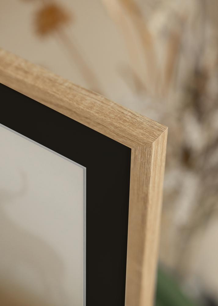 Ram med passepartou Frame Fiorito Light Oak 50x60 cm - Picture Mount Black 37x46 cm