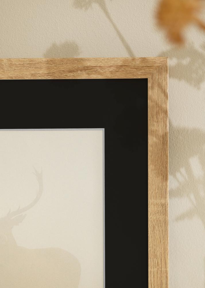 Ram med passepartou Frame Fiorito Light Oak 50x60 cm - Picture Mount Black 15x20 inches