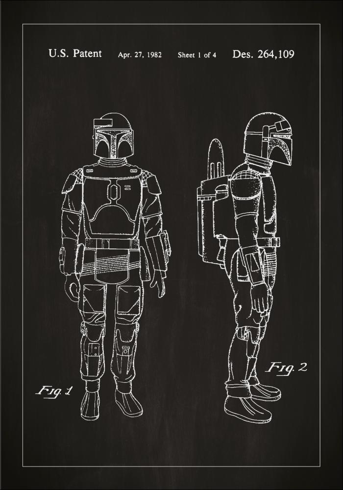 Bildverkstad Patent drawing - Star Wars - Boba Fett - Black Poster