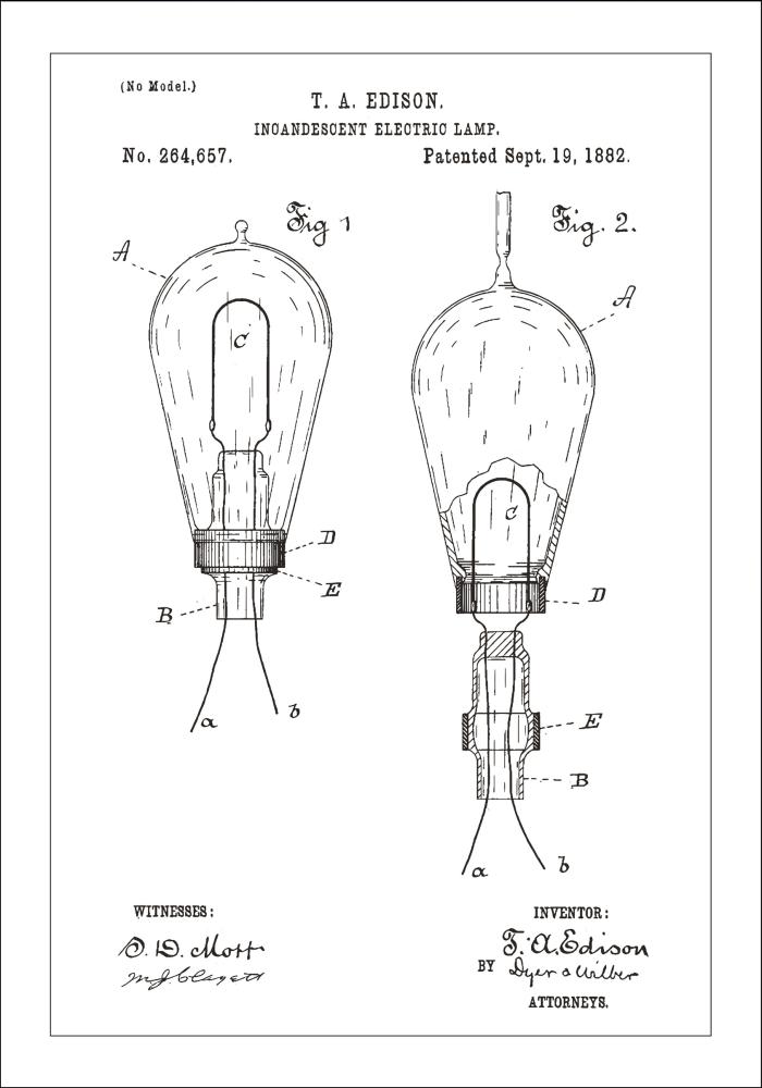 Bildverkstad Patent drawing - Lightbulb A - White Poster