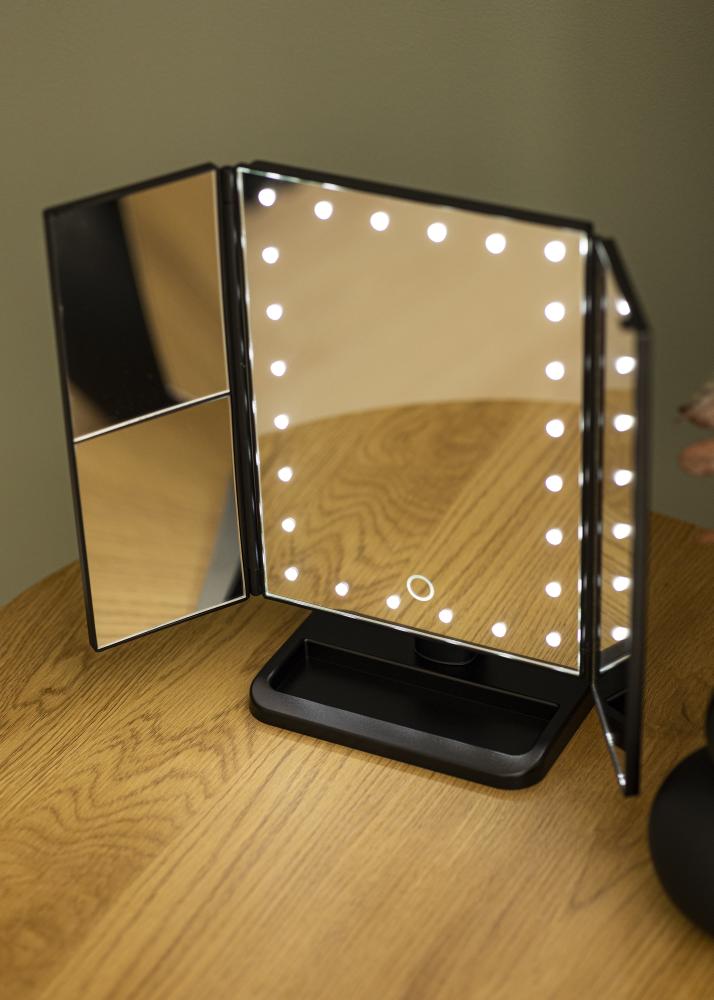 KAILA KAILA Make-up Mirror Tri-Fold Magnifying Black 30x20 cm