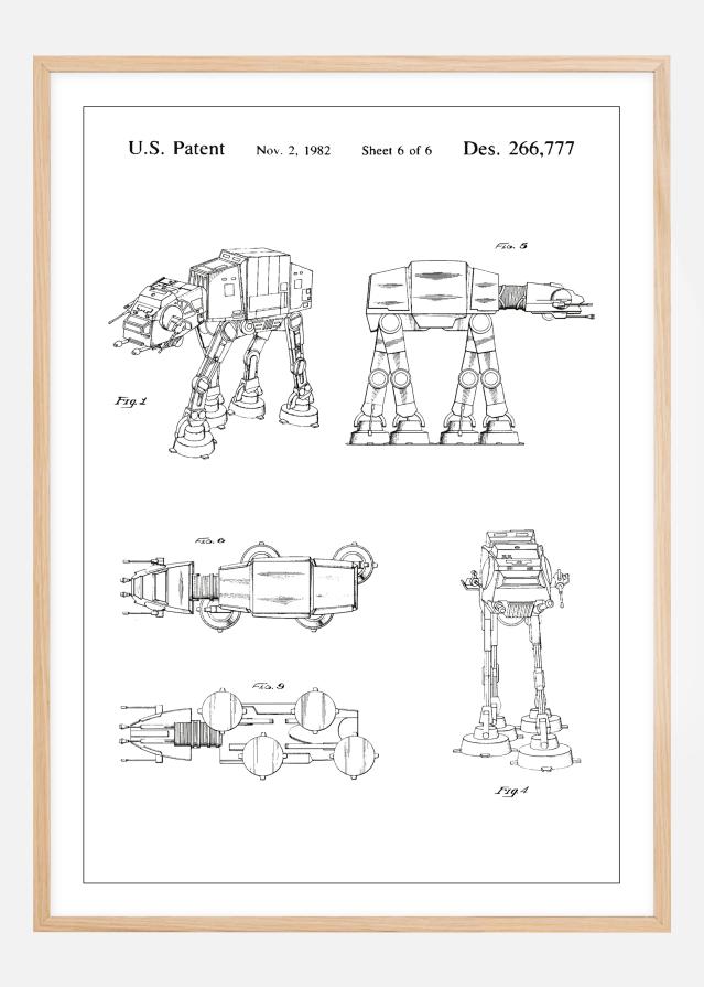 Bildverkstad Patent drawing - Star Wars - Walker - White Poster