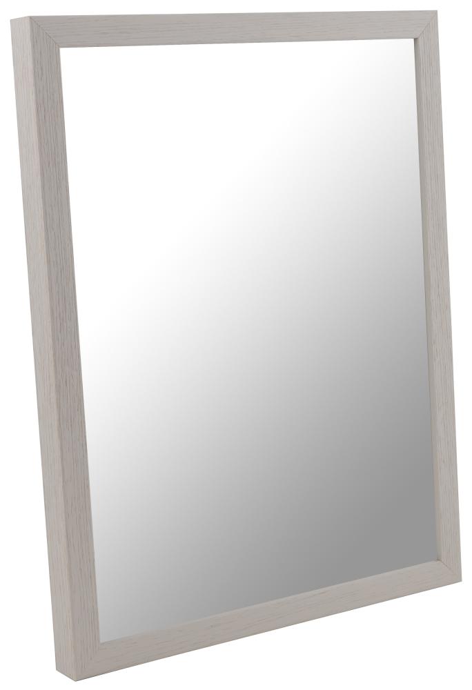 Ramverkstad Mirror Birch ö - Light grey wood grain textured - Custom Size