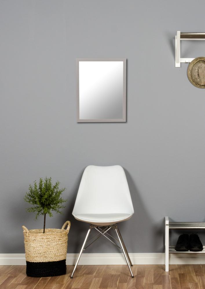 Ramverkstad Mirror Birch ö - Light grey wood grain textured - Custom Size