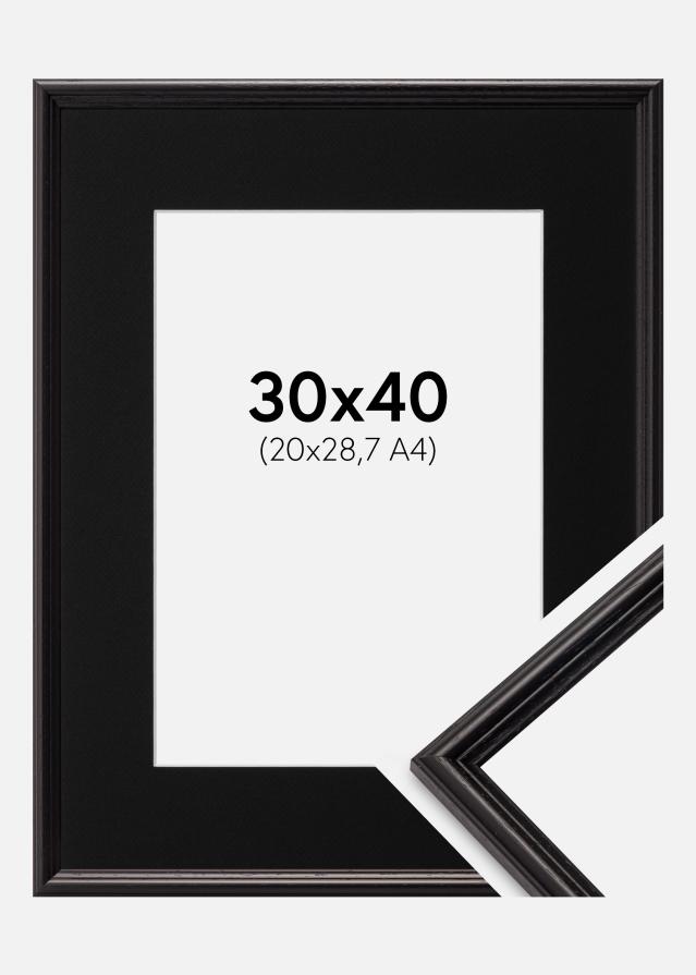 Ram med passepartou Frame Horndal Black 30x40 cm - Picture Mount Black 21x29.7 cm (A4)