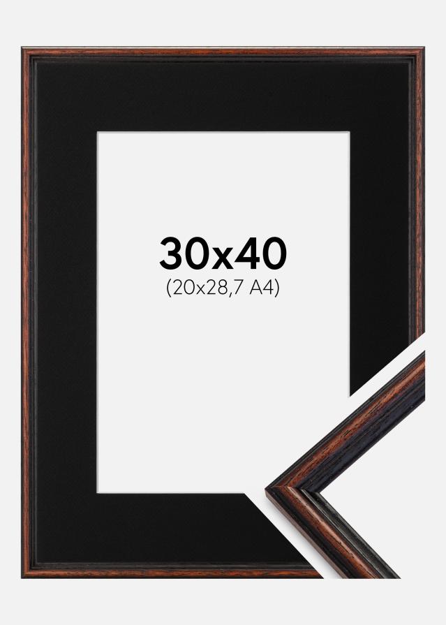 Ram med passepartou Frame Horndal Walnut 30x40 cm - Picture Mount Black 21x29.7 cm (A4)