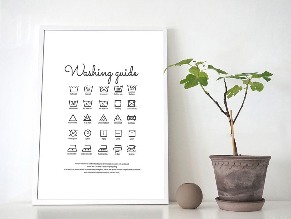 Bildverkstad Washing guide - White Poster