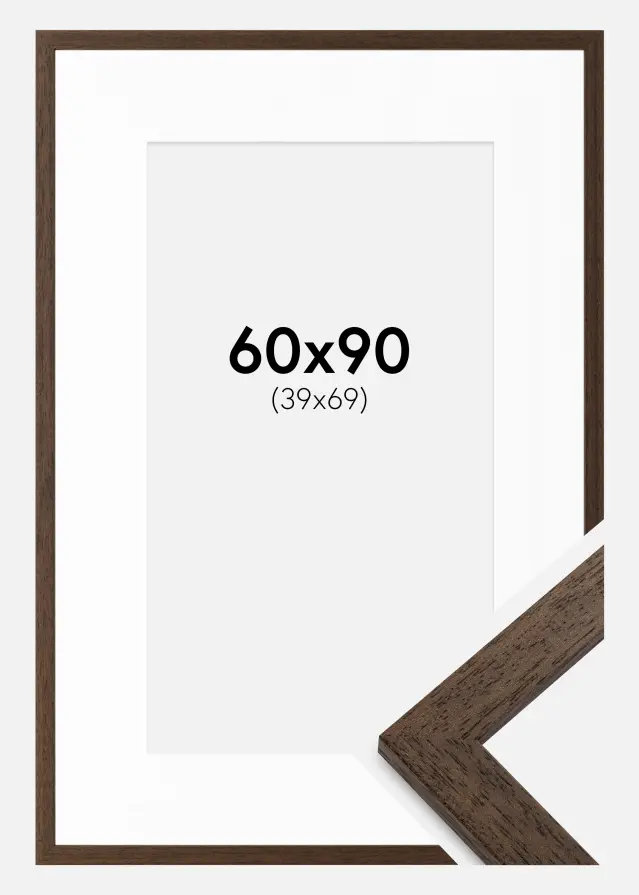 Ram med passepartou Frame Brown Wood 60x90 cm - Picture Mount White 40x70 cm